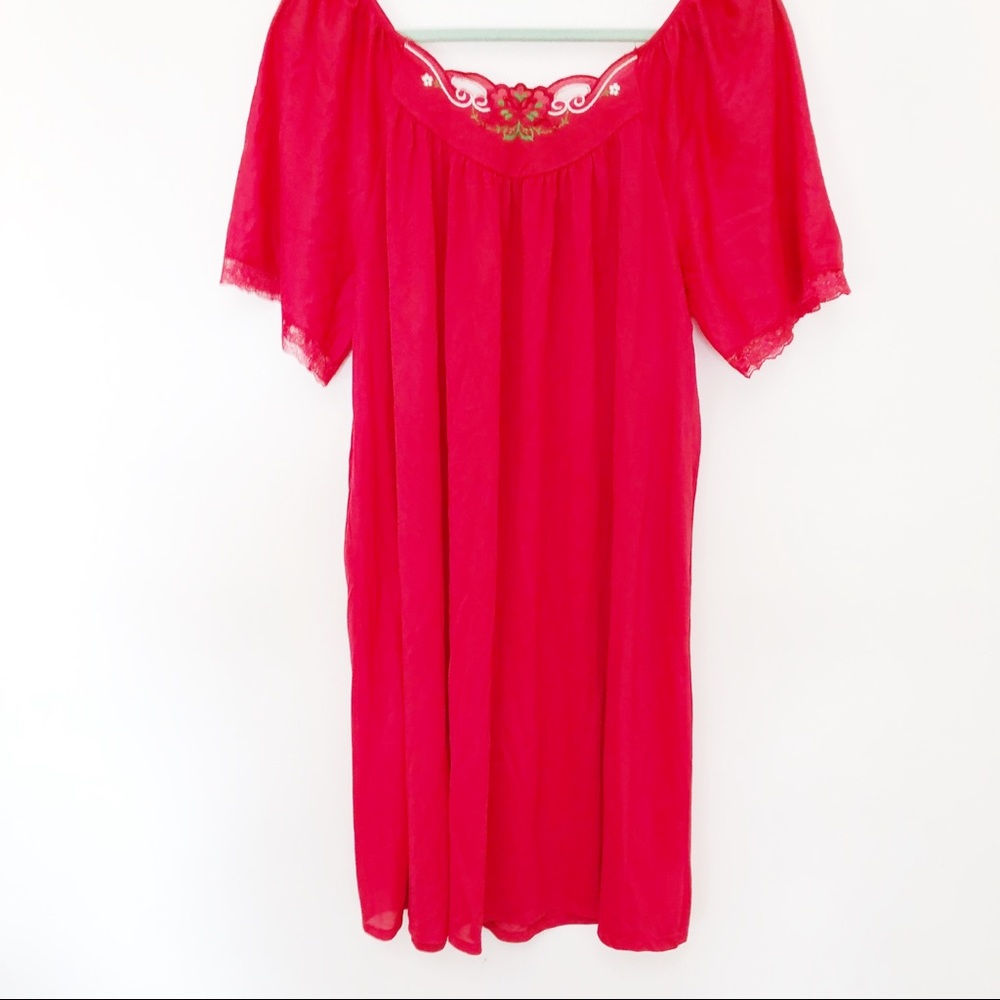 Vintage Red Lingerie Sleepwear Pj's Slip